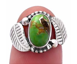 Copper Green Turquoise Ring size-6.5 SDR222220 R-1272, 7x10 mm
