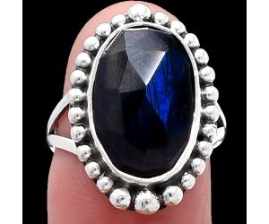 Blue Fire Labradorite Checker Ring size-7 SDR222330 R-1154, 11x16 mm