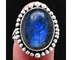 Blue Fire Labradorite Ring size-8 SDR222380 R-1154, 13x18 mm
