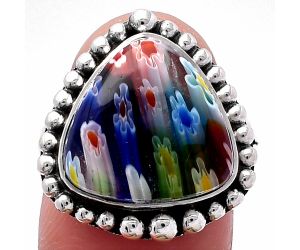 Millefiori Murano Glass Ring size-8 SDR222411 R-1154, 15x15 mm