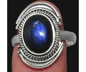 Evil Eye - Blue Fire Labradorite Ring size-9 SDR222731 R-1314, 9x12 mm