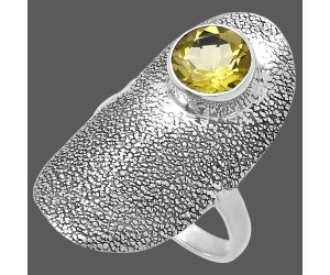 Lemon Quartz Ring size-9 SDR222901 R-1550, 8x8 mm