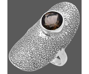 Smoky Quartz Ring size-6 SDR222908 R-1550, 8x8 mm