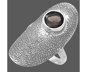 Smoky Quartz Ring size-8 SDR222909 R-1550, 8x8 mm