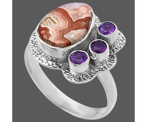 Laguna Lace Agate and Amethyst Ring size-8 SDR222963 R-1655, 8x12 mm