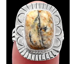 Authentic White Buffalo Turquoise Nevada Ring size-8 SDR223029 R-1432, 10x14 mm