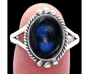 Blue Fire Labradorite Ring size-9.5 SDR223278 R-1253, 10x13 mm