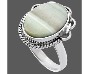 Saturn Chalcedony Ring size-8 SDR223341 R-1138, 12x16 mm