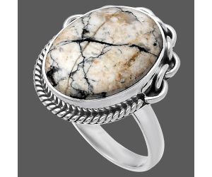 Authentic White Buffalo Turquoise Nevada Ring size-9.5 SDR223351 R-1138, 14x18 mm