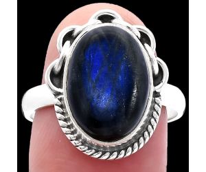 Blue Fire Labradorite Ring size-9 SDR223390 R-1138, 10x15 mm
