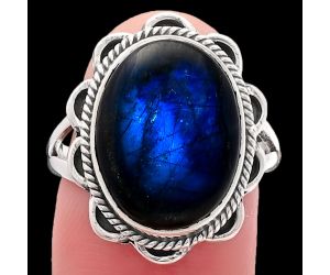 Blue Fire Labradorite Ring size-8 SDR223704 R-1221, 12x16 mm