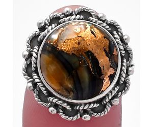 Copper Abalone Shell Ring size-8 SDR223724 R-1266, 13x13 mm