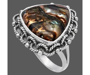 Copper Abalone Shell Ring size-9 SDR223738 R-1266, 16x16 mm