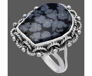 Snow Flake Obsidian Ring size-9 SDR223765 R-1266, 14x17 mm