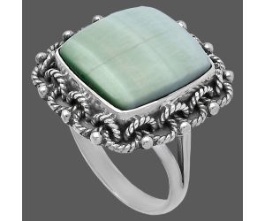 Green Aragonite Ring size-9 SDR223772 R-1266, 14x15 mm