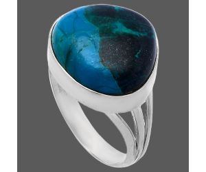 Azurite Chrysocolla Ring size-8 SDR223846 R-1003, 15x16 mm