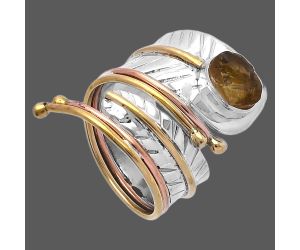 Two Tone Adjustable - Rare Kornerupine Rough Ring size-7 SDR223960 R-1523, 6x8 mm
