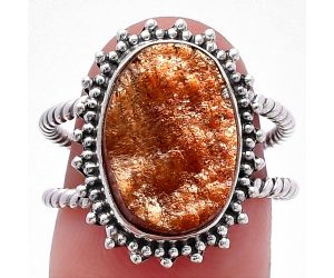 Sunstone Rough Ring size-7 SDR224084 R-1095, 10x15 mm