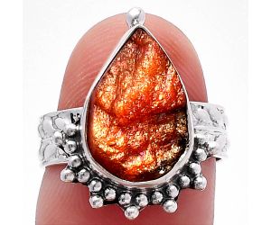 Sunstone Rough Ring size-6.5 SDR224118 R-1095, 10x15 mm