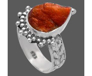 Sunstone Rough Ring size-6.5 SDR224118 R-1095, 10x15 mm