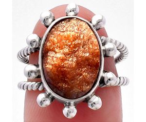 Sunstone Rough Ring size-6.5 SDR224149 R-1268, 10x14 mm