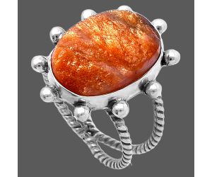 Sunstone Rough Ring size-7 SDR224154 R-1268, 13x18 mm