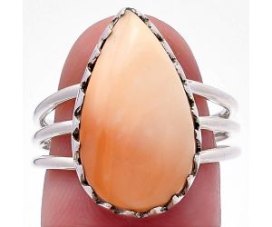 Natural Spiny Oyster Shell Ring size-7.5 SDR224280 R-1210, 11x19 mm