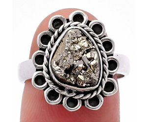 Peruvian Golden Pyrite Ring size-7.5 SDR224317 R-1256, 8x10 mm