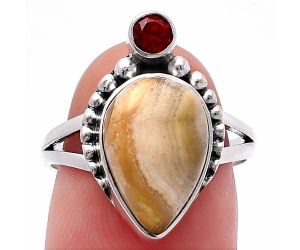 Laguna Lace Agate and Garnet Ring size-8 SDR224344 R-1267, 9x14 mm