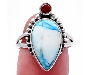 Spiny Oyster Turquoise and Garnet Ring size-8 SDR224365 R-1267, 10x17 mm
