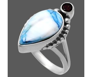 Spiny Oyster Turquoise and Garnet Ring size-8 SDR224365 R-1267, 10x17 mm