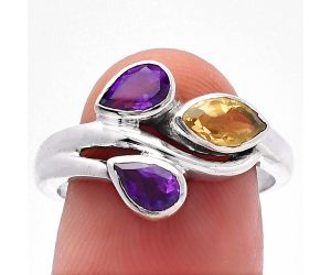 Citrine and Amethyst Ring size-8 SDR224420 R-1025, 4x8 mm