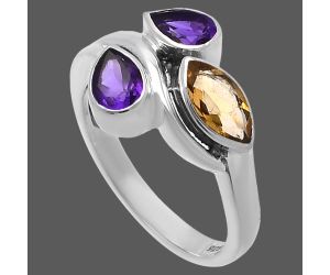 Citrine and Amethyst Ring size-8 SDR224420 R-1025, 4x8 mm