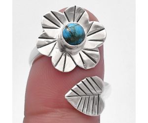 Adjustable Floral - Natural Turquoise Morenci Mine Ring size-8 SDR224522 R-1659, 5x5 mm