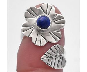 Adjustable Floral - Lapis Lazuli Ring size-5 SDR224530 R-1659, 5x5 mm