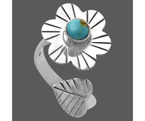Adjustable Floral - Natural Rare Turquoise Nevada Aztec Mt Ring size-6 SDR224534 R-1659, 5x5 mm