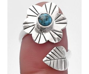 Adjustable Floral - Natural Turquoise Morenci Mine Ring size-7.5 SDR224544 R-1659, 5x5 mm
