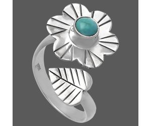 Adjustable Floral - Natural Rare Turquoise Nevada Aztec Mt Ring size-7 SDR224560 R-1659, 5x5 mm