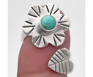 Adjustable Floral - Natural Rare Turquoise Nevada Aztec Mt Ring size-5 SDR224562 R-1659, 5x5 mm