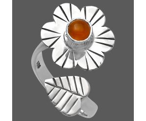 Adjustable Floral - Carnelian Ring size-6 SDR224563 R-1659, 5x5 mm