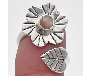 Adjustable Floral - Sunstone Ring size-7.5 SDR224578 R-1659, 5x5 mm