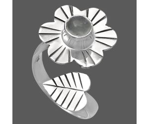 Adjustable Floral - Aquamarine Ring size-5 SDR224587 R-1659, 5x5 mm