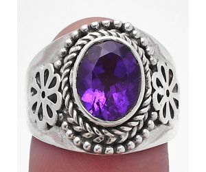 African Amethyst Ring size-7.5 SDR224592 R-1541, 8x10 mm