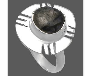 Mexican Cabbing Fossil Ring size-7 SDR224702 R-1240, 9x10 mm