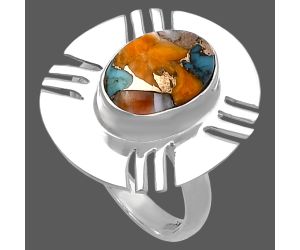 Spiny Oyster Turquoise Ring size-7 SDR224712 R-1240, 8x11 mm