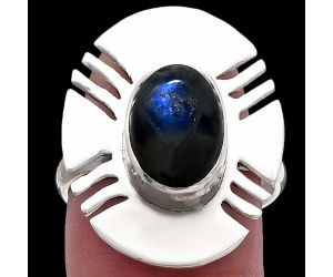 Blue Fire Labradorite Ring size-7 SDR224732 R-1240, 8x11 mm