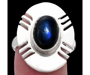 Blue Fire Labradorite Ring size-8.5 SDR224735 R-1240, 8x11 mm