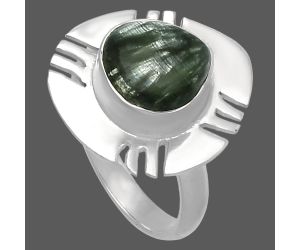 Russian Seraphinite Ring size-7 SDR224752 R-1240, 10x10 mm