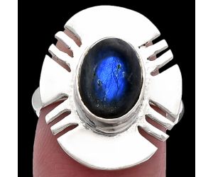 Blue Fire Labradorite Ring size-7 SDR224762 R-1240, 8x11 mm