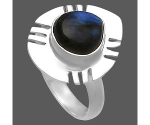 Blue Fire Labradorite Ring size-8 SDR224763 R-1240, 10x10 mm